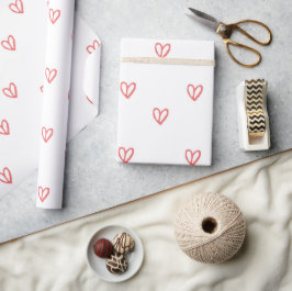 Cute & Simple Red Hearts Valentijnsdag Cadeaupapier