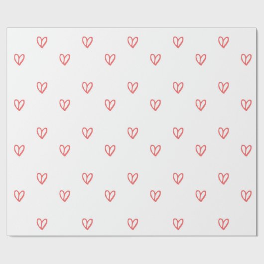Cute & Simple Red Hearts Valentijnsdag Cadeaupapier (Vlak)