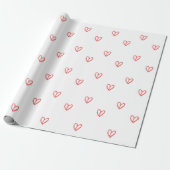 Cute & Simple Red Hearts Valentijnsdag Cadeaupapier (Uitgerold)