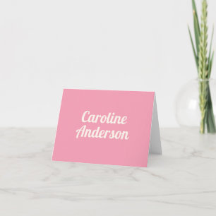 Cute Simple Retro Typography Pink Persoonlijk Notitiekaartje