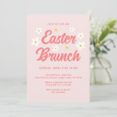 Cute Simple Roze Bloemen Pasen Brunch Kaart (Staand voorkant)