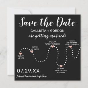 Cute Simple Roze Goud Witte Zwarte Tijdslijn Trouw Save The Date