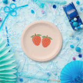 Cute Simple Strawberry Papieren Bord | 1e Verjaard (Feest)