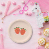 Cute Simple Strawberry Papieren Bord | 1e Verjaard (Feest)