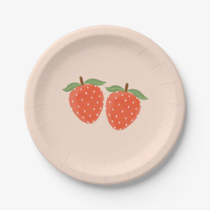 Cute Simple Strawberry Papieren Bord   1e Verjaard