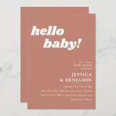 Cute Simple Terracotta Hallo Baby shower Kaart (Voorkant / Achterkant)