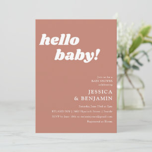 Cute Simple Terracotta Hallo Baby shower Kaart