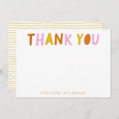 Cute Simple Typography in Roze Personalized Bedankkaart (Voorkant / Achterkant)