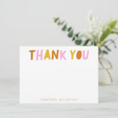 Cute Simple Typography in Roze Personalized Bedankkaart (Staand voorkant)