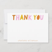 Cute Simple Typography in Roze Personalized Bedankkaart (Voorkant)