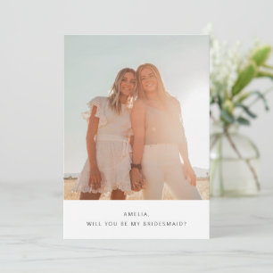 Cute Simple Typography Photo Bridesmaid Voorstel Notitiekaartje