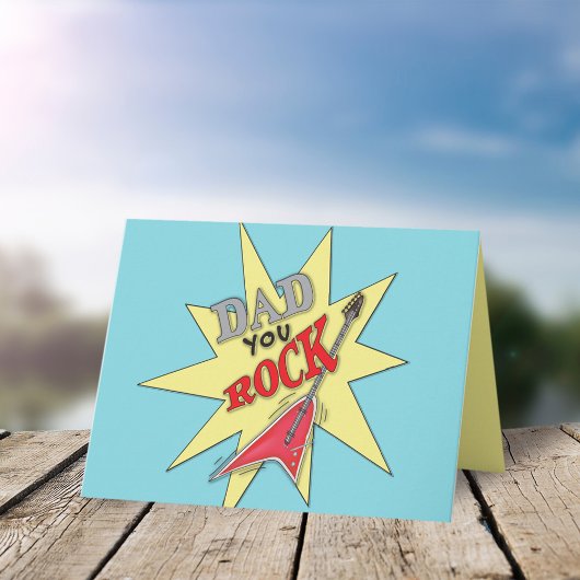 Cute Simple Vaderdag Dad Rock in Roll Guitar Kaart