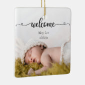 Cute Simple Welcome Baby Birth Photo Keramisch Ornament (Rechts)