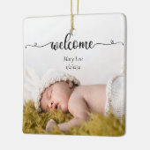 Cute Simple Welcome Baby Birth Photo Keramisch Ornament (Links)