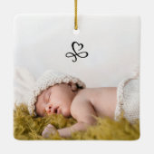 Cute Simple Welcome Baby Birth Photo Keramisch Ornament (Achterkant)