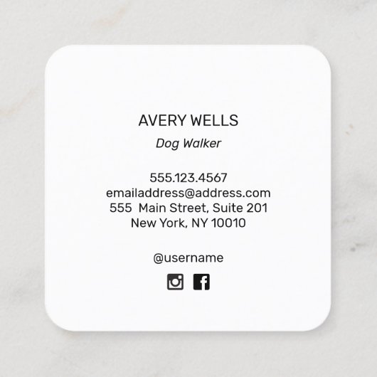 Cute Sinaasappel Dog Walking Visitekaartje (Achterkant)