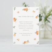 Cute Sinaasappel Floral Boho Botanical Wedding Det Informatiekaartje (Staand voorkant)