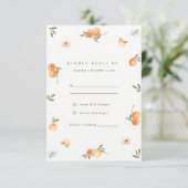 Cute Sinaasappel Floral Boho Botanical Wedding RSV Informatiekaartje (Staand voorkant)