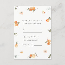 Cute Sinaasappel Floral Boho Botanical Wedding RSV Informatiekaartje