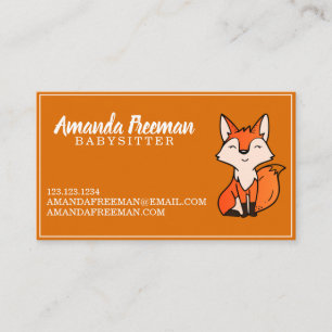 Cute Sinaasappel Fox Babyzittend Kinderopvang Visitekaartje