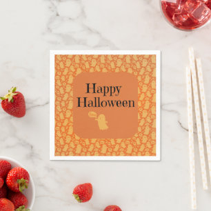 Cute Sinaasappel Ghost Happy Halloween Party Servet