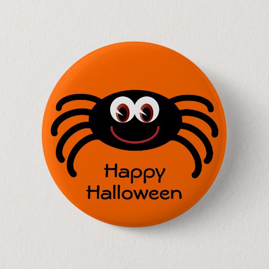Cute Sinaasappel Halloween Spider Button (Voorkant)