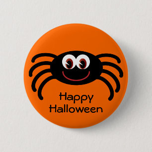 Cute Sinaasappel Halloween Spider Button