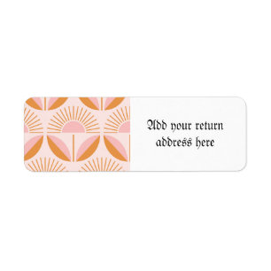 Cute, sinaasappel, perk, retro, bloempatroon, vint etiket