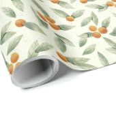 Cute Sinaasappels en Green Leaves Pattern Cadeaupapier (Rol Hoek)