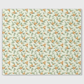 Cute Sinaasappels en Green Leaves Pattern Cadeaupapier (Vlak)