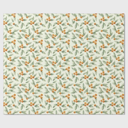 Cute Sinaasappels en Green Leaves Pattern Cadeaupapier (Vlak)