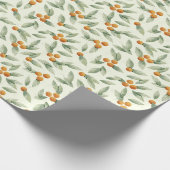 Cute Sinaasappels en Green Leaves Pattern Cadeaupapier (Hoek)