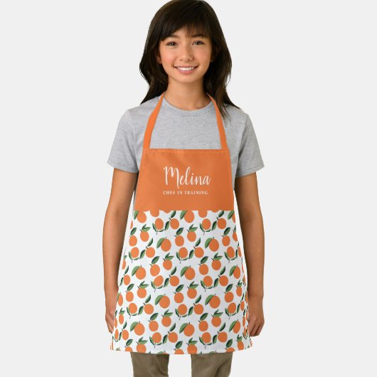 Cute Sinaasappels Pattern Girls Chef in training Schort (Insitu)