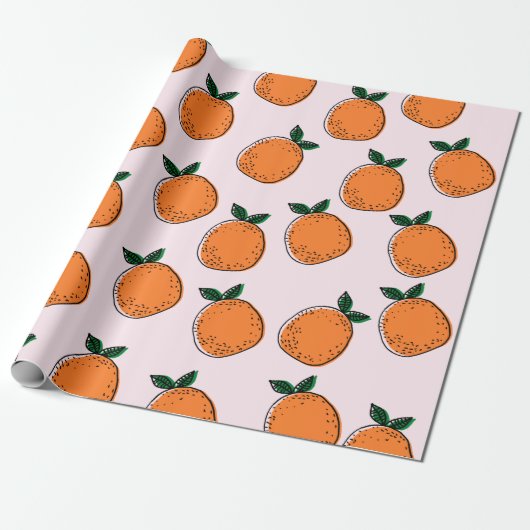 Cute Sinaasappels Wrapping Paper Cadeaupapier (Uitgerold)
