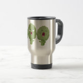 Cute singing artichokes vegetable cartoon reisbeker (Voorkant rechts)