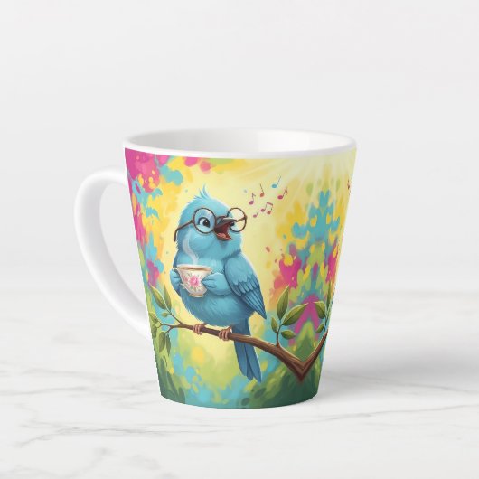   Cute Singing Blue Bird Latte Mug Mok (Linkerhoek)