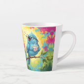   Cute Singing Blue Bird Latte Mug Mok (Rechts)