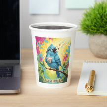 Cute Singing Blue Bird Paper cup