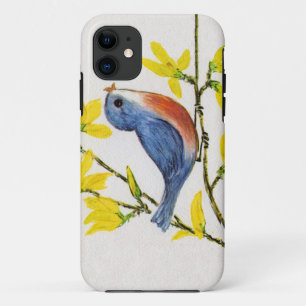 Cute Singing Blue Bird Tree Branch Case-Mate iPhone Case