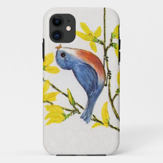 Cute Singing Blue Bird Tree Branch Case-Mate iPhone Case (Achterkant)