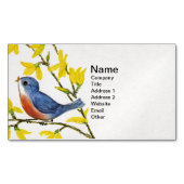 Cute Singing Blue Bird Tree Branch Magnetisch Visitekaartje (Voorkant)