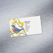 Cute Singing Blue Bird Tree Branch Magnetisch Visitekaartje (Voorbeeld)
