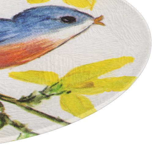 Cute Singing Blue Bird Tree Branch Snijplank (Hoek)