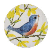 Cute Singing Blue Bird Tree Branch Snijplank (Voorkant)