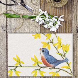 Cute Singing Blue Bird Tree Branch Tissuepapier