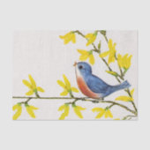 Cute Singing Blue Bird Tree Branch Tissuepapier (Voorkant)