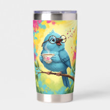 Cute Singing Blue Bird Water Bottle  