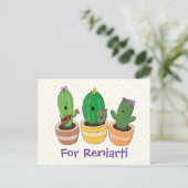 Cute singing cactus trio cartoon illustratie briefkaart (Staand voorkant)