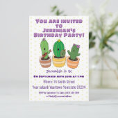 Cute singing cactus trio cartoon illustratie kaart (Staand voorkant)