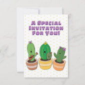 Cute singing cactus trio cartoon illustratie kaart (Achterkant)